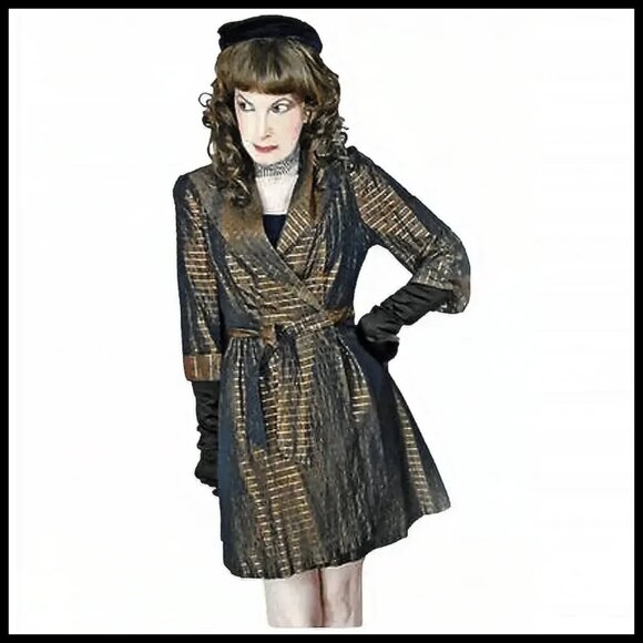 Vintage Evening Cover Copper Gold Metallic Mini Dress 40s Lounge Jacket - Picture 9 of 14